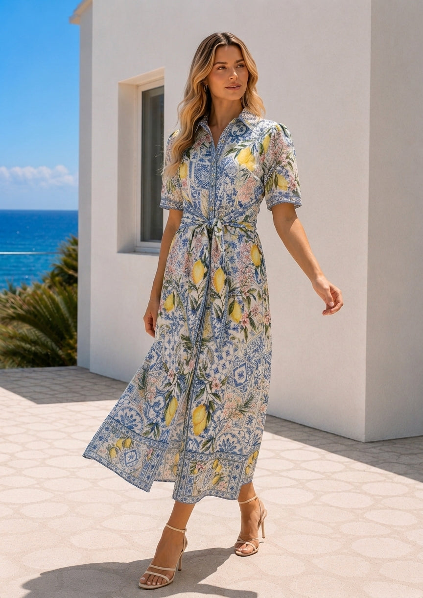 Capri Shirt Dress  | Blue