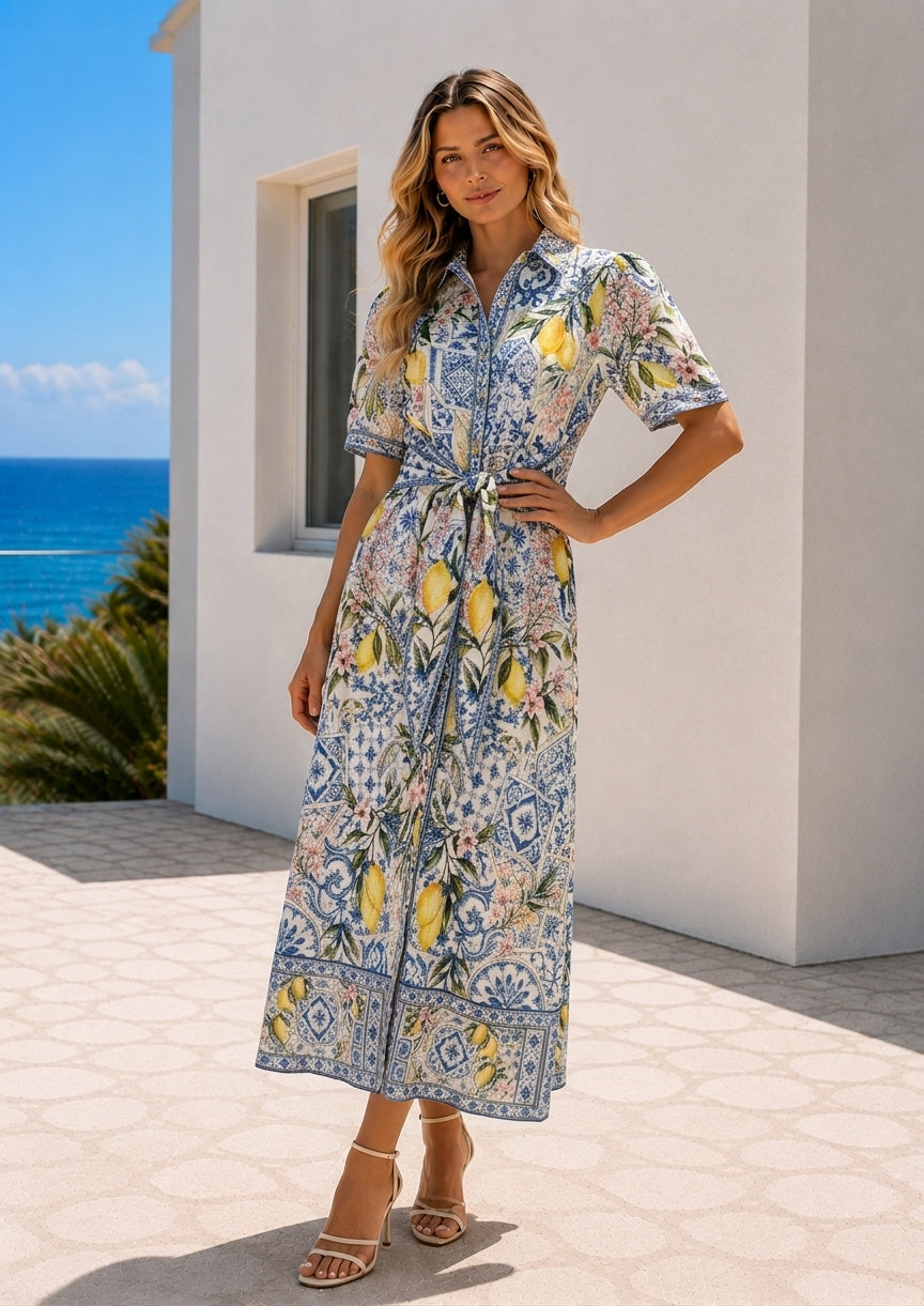 Capri Shirt Dress  | Blue