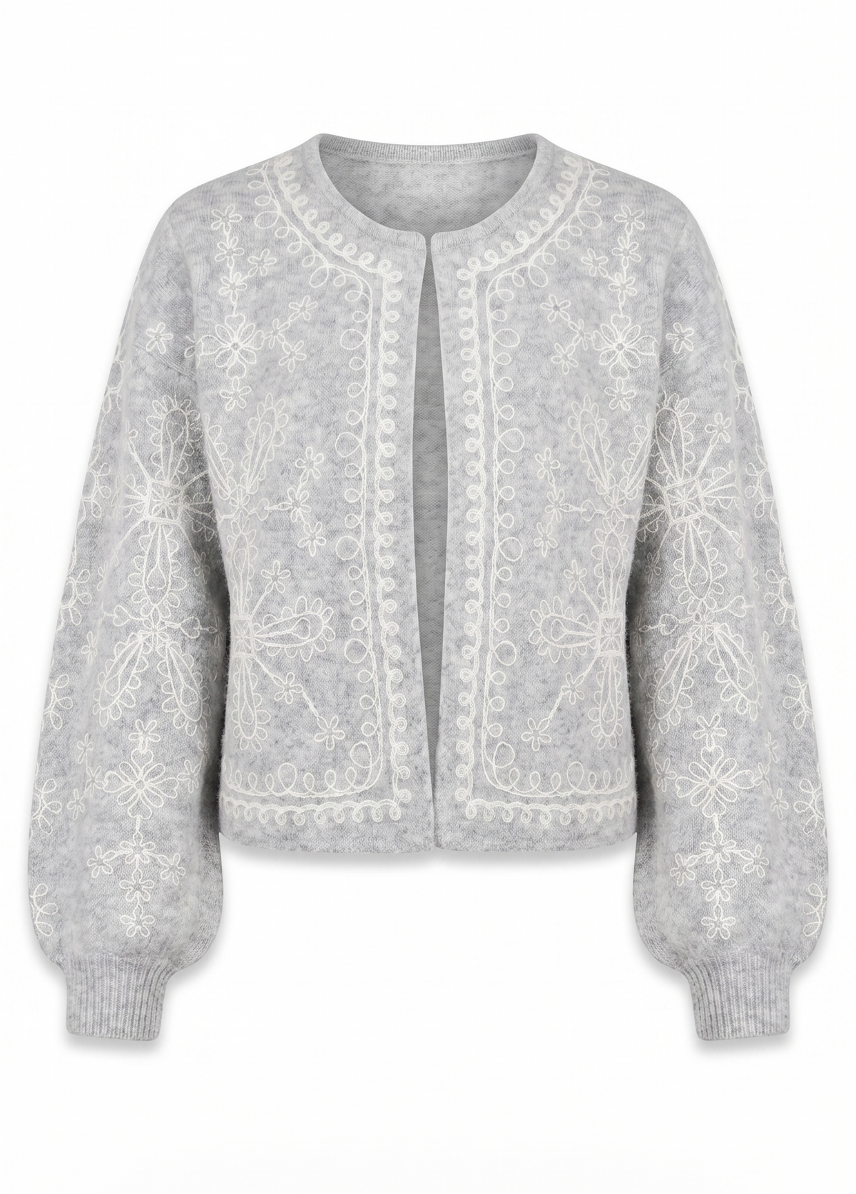 Ana Embroidered Cardi | Grey