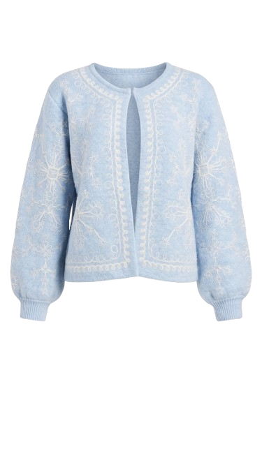 Ana Embroidered Cardi | Blue