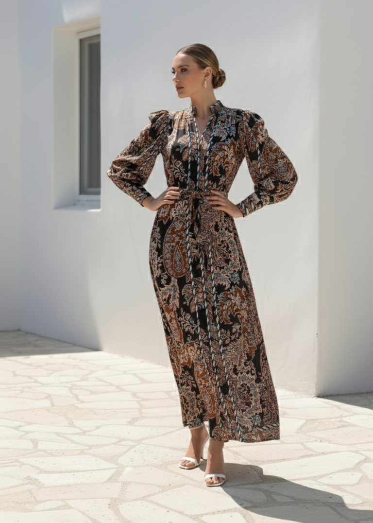 Marbel Long  Dress  | Brown