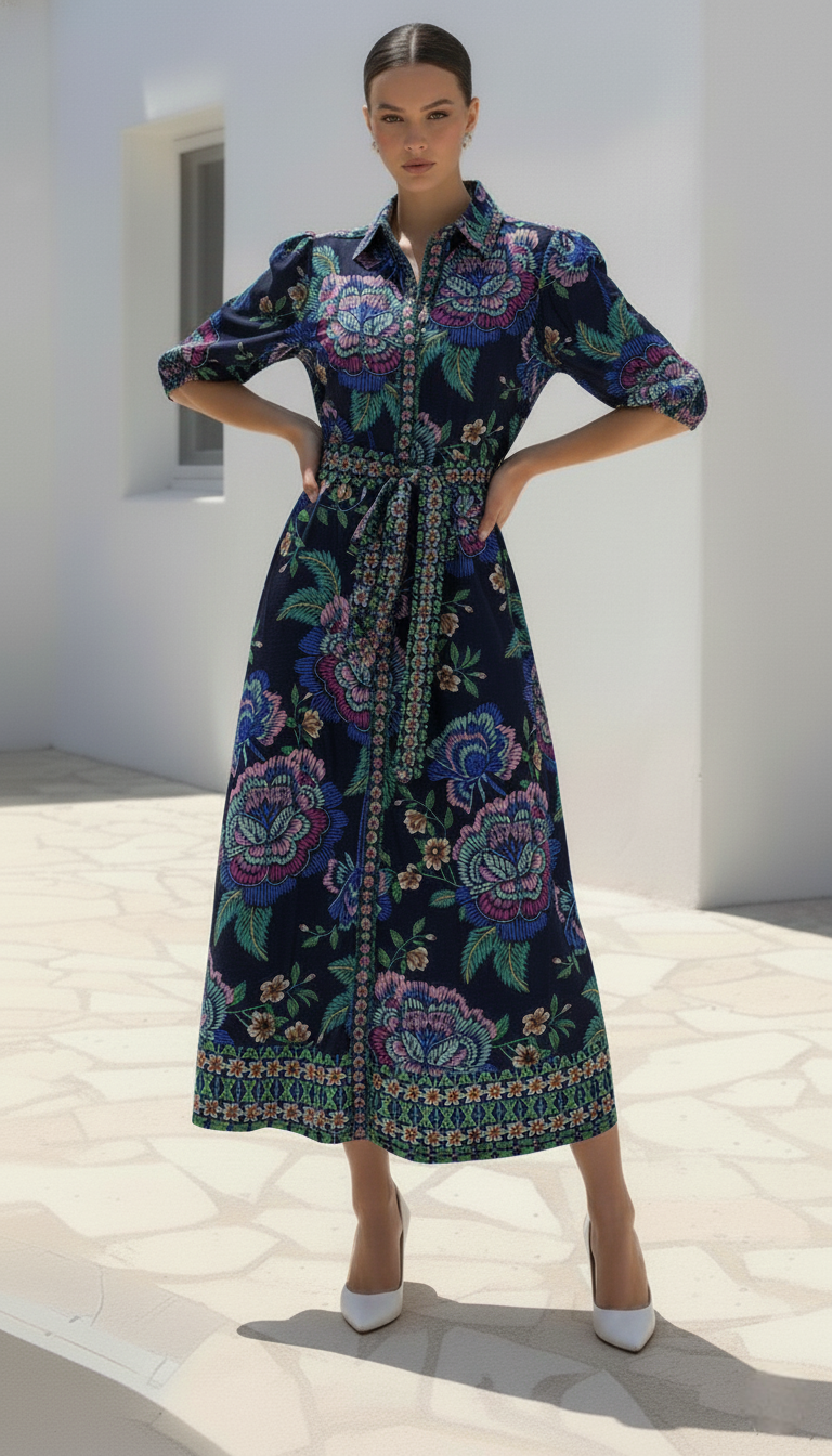 Liberty  Shirt Dress |  Navy- Floral