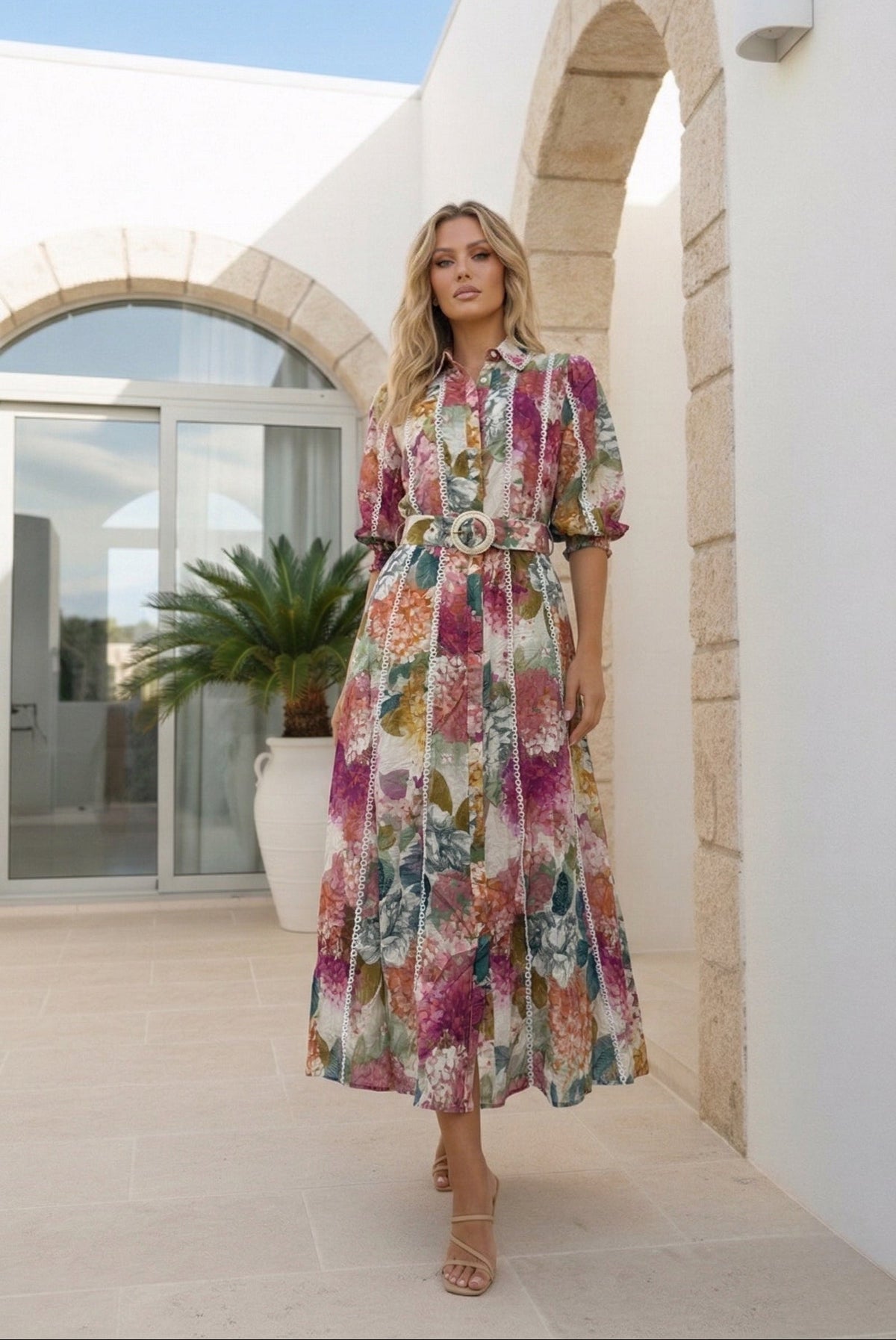 Hannah Dress | Pink - Floral