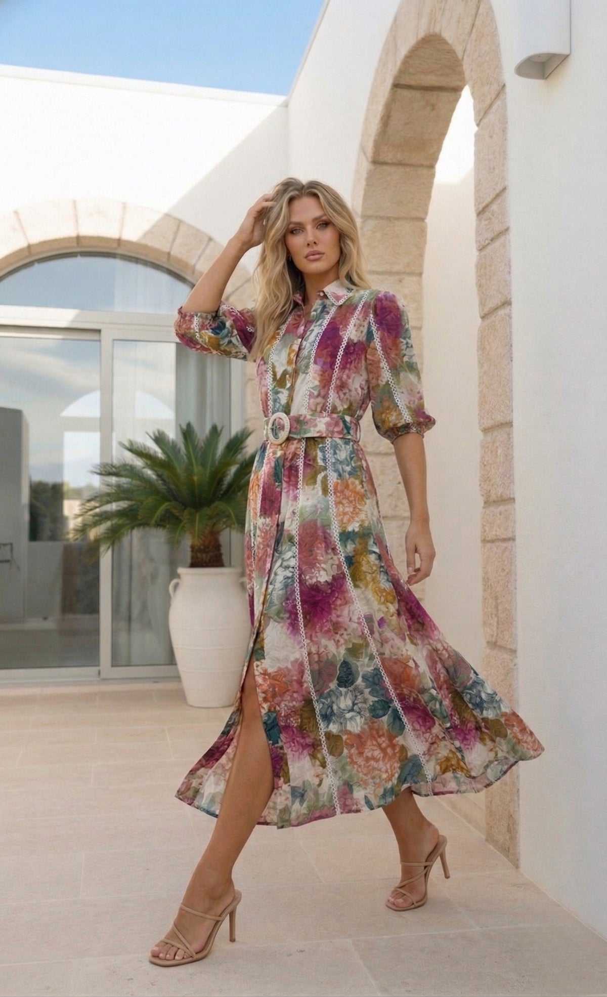 Hannah Dress | Pink - Floral